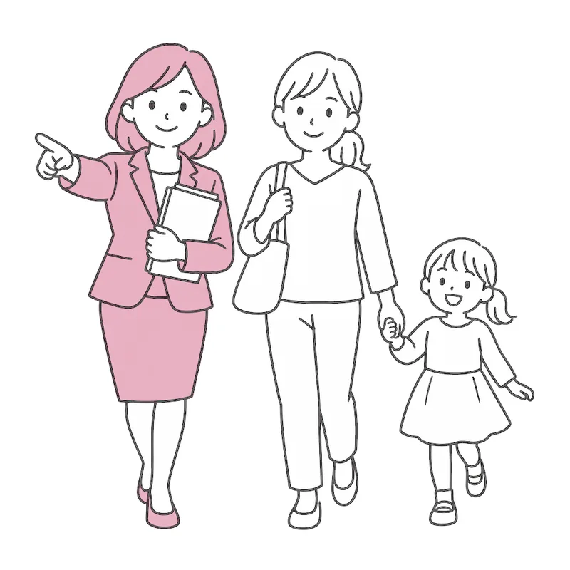 行政書士と並んで、これから一歩を踏み出す母と子