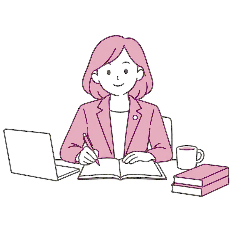 ノートに文章を書く女性の行政書士